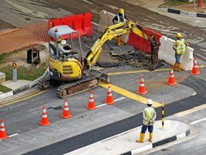 Construction on roadway