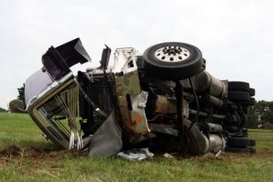 Mangled truck as a result of a truck accident